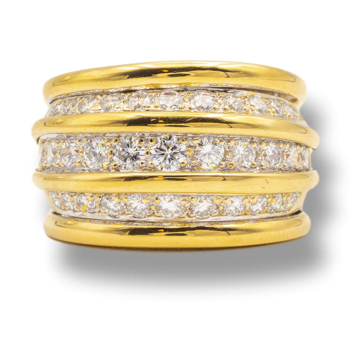 Vintage Van Cleef & Arpels 18K Yellow Gold 1.77 cts Diamond Bombe Ring