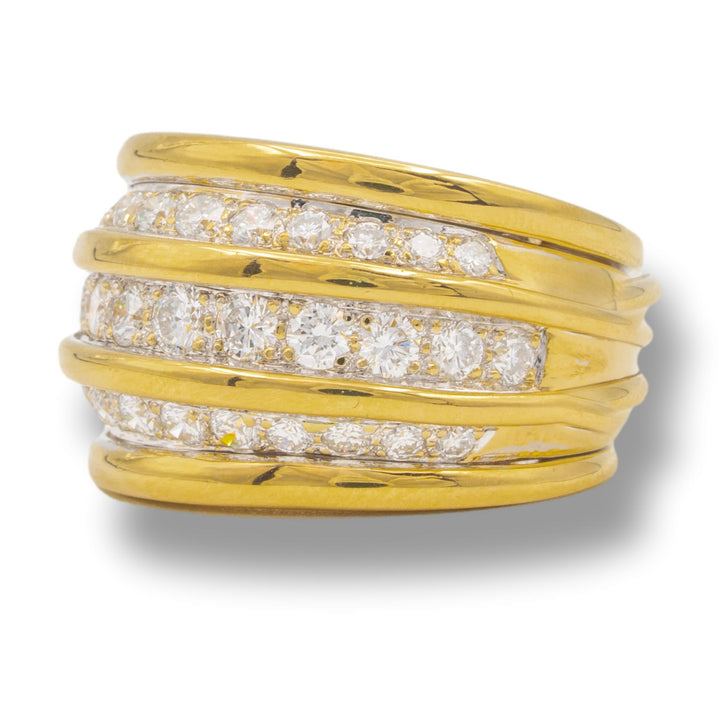Vintage Van Cleef & Arpels 18K Yellow Gold 1.77 cts Diamond Bombe Ring