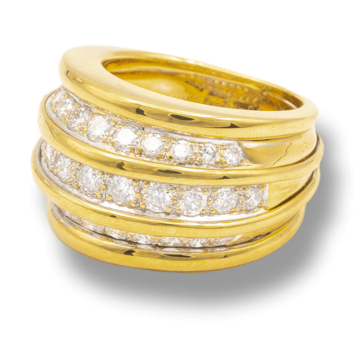 Vintage Van Cleef & Arpels 18K Yellow Gold 1.77 cts Diamond Bombe Ring