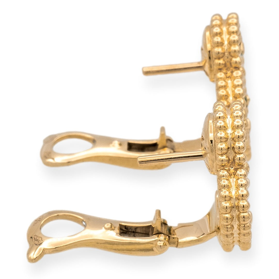 Van Cleef & Arpels Vintage Alhambra 18K Yellow Gold Turquoise Clip Earrings