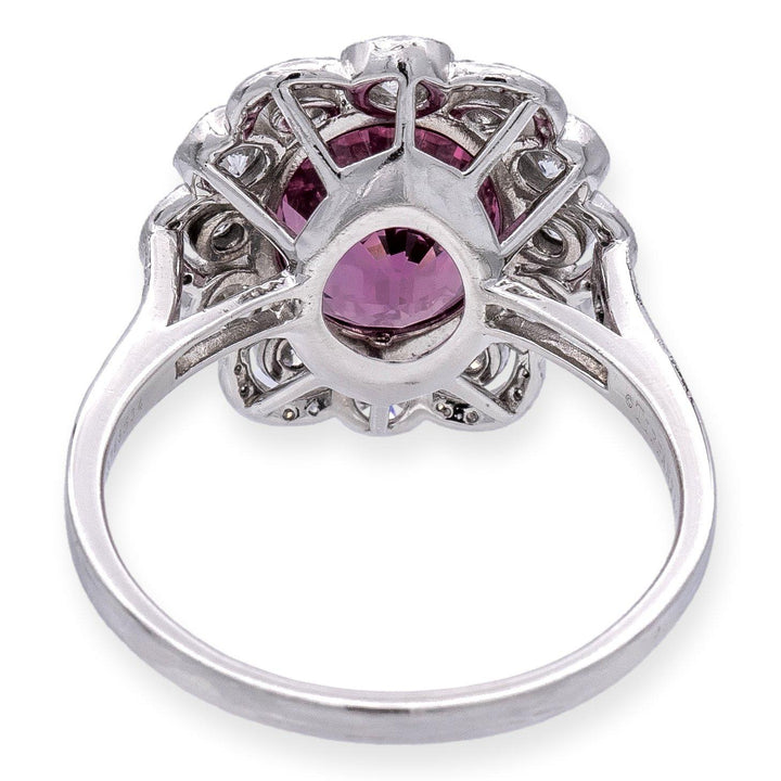 Vintage Tiffany & Co. Platinum Oval 5.20ct Pink Spinel and Diamond Ring