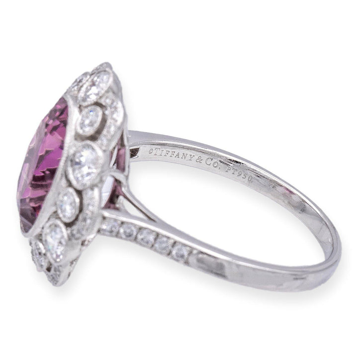 Vintage Tiffany & Co. Platinum Oval 5.20ct Pink Spinel and Diamond Ring