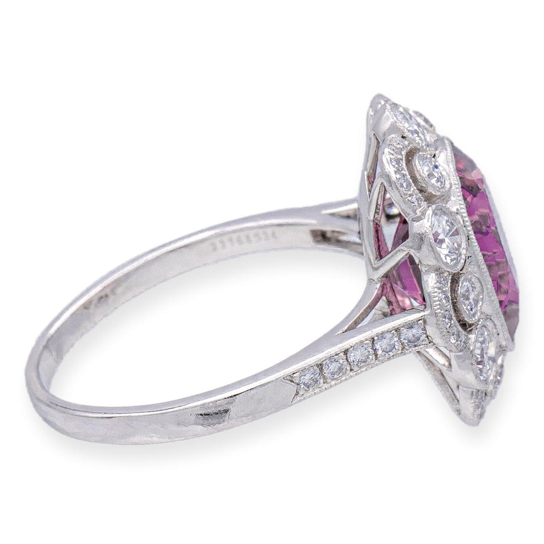 Vintage Tiffany & Co. Platinum Oval 5.20ct Pink Spinel and Diamond Ring
