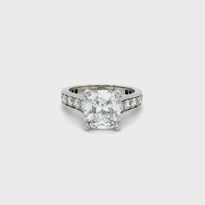 Cartier Cushion Diamond Engagement Ring Platinum 2.37 ct FVS1