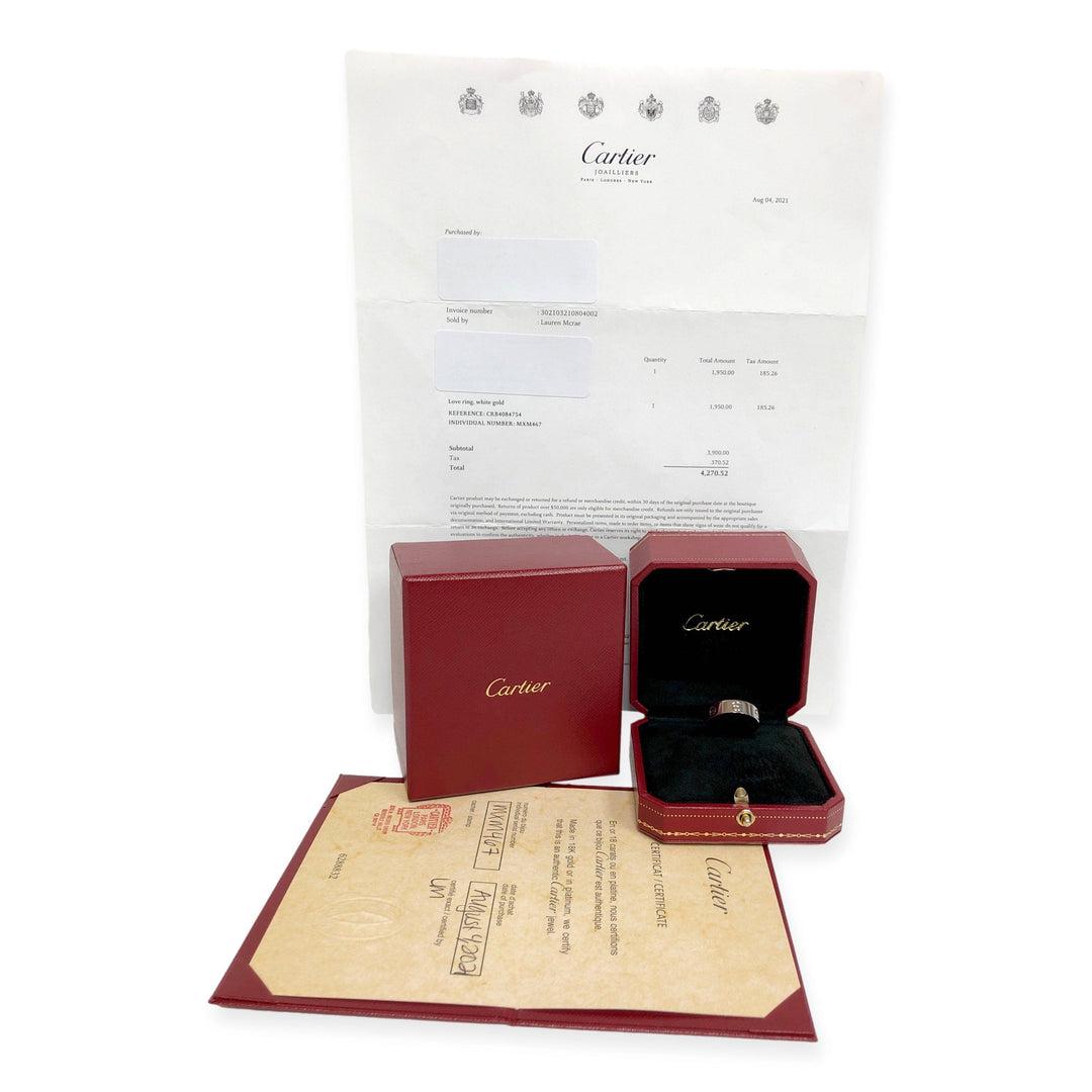 Cartier Love Ring in 18K White Gold 5.5mm Size 54 (US6.75)