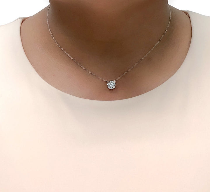 Tiffany & Co. Platinum Round Solitaire Diamond Pendant Necklace 1.41 ct GVVS2