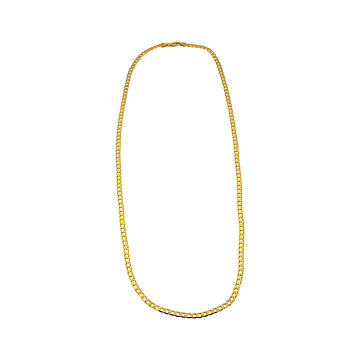 14K Yellow Gold Cuban Curb Link Chain Diamond Cut Necklace 24" Long