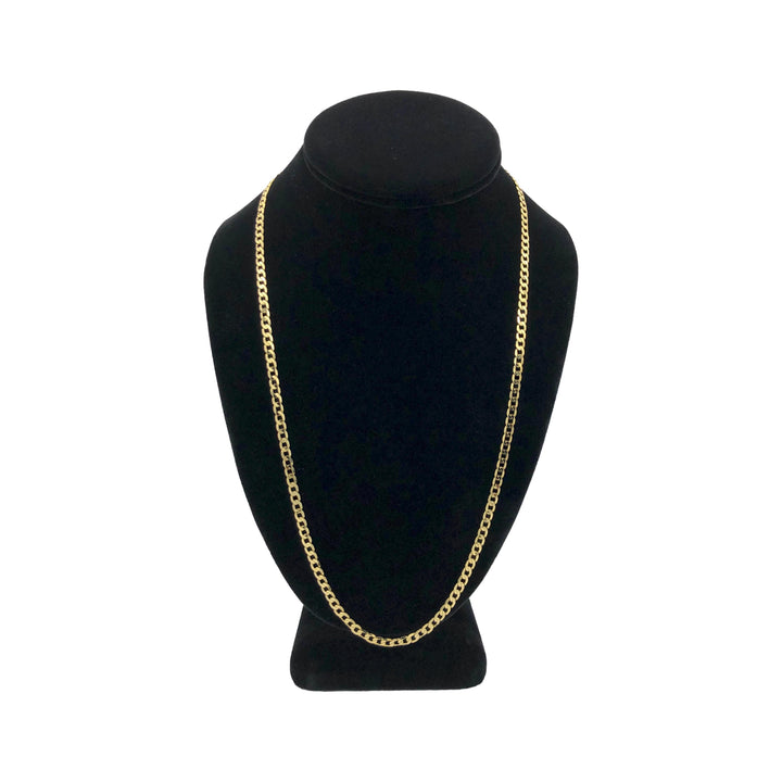 14K Yellow Gold Cuban Curb Link Chain Diamond Cut Necklace 24" Long