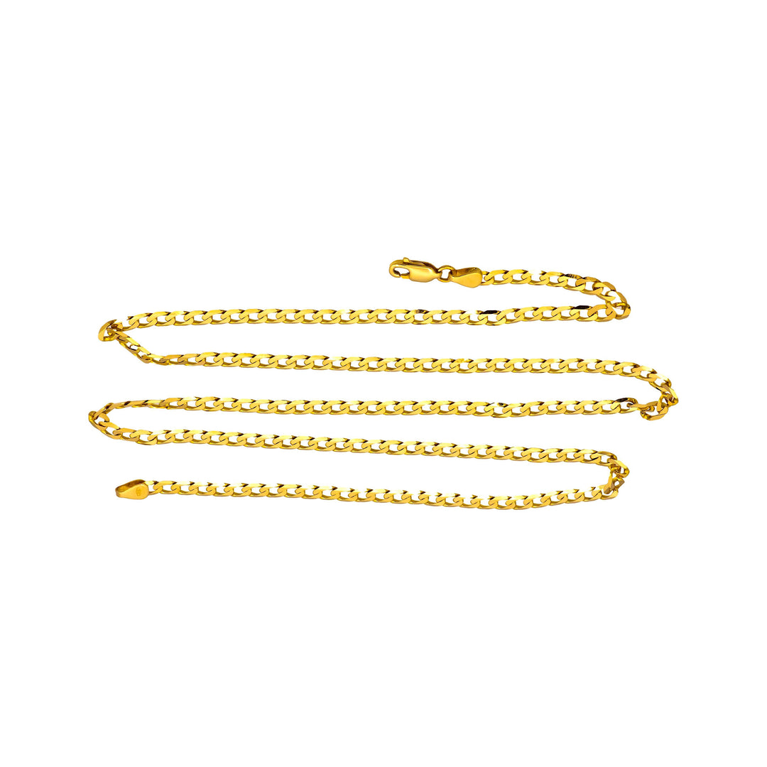 14K Yellow Gold Cuban Curb Link Chain Diamond Cut Necklace 24" Long