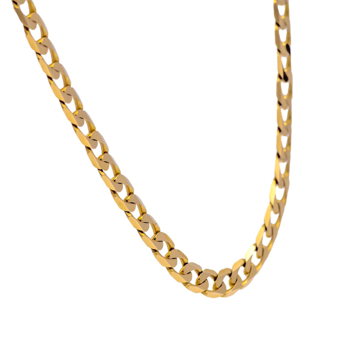 14K Yellow Gold Cuban Curb Link Chain Diamond Cut Necklace 24" Long