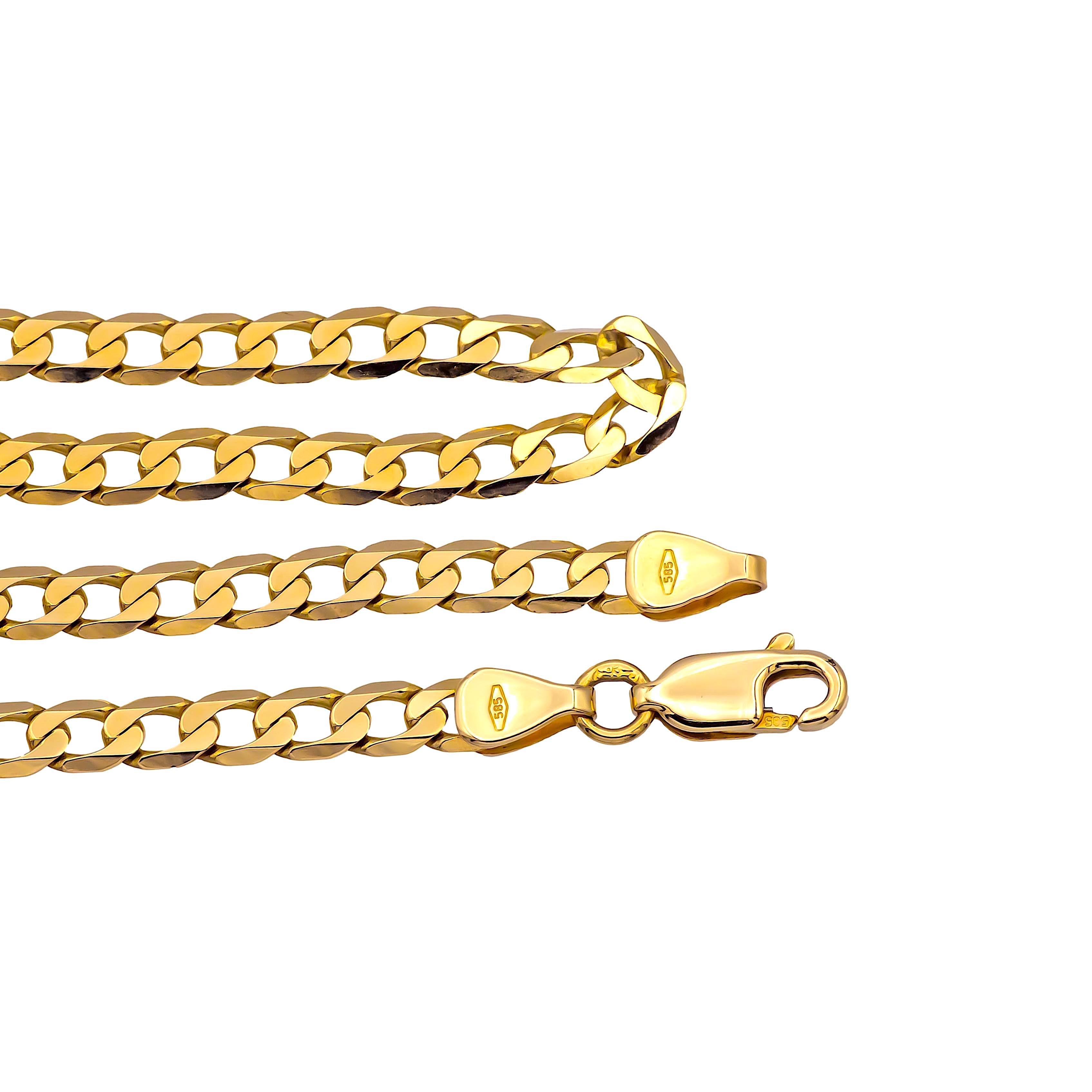 14K Yellow Gold Cuban Curb Link Chain Diamond Cut Necklace 24 Long The Diamond Oak