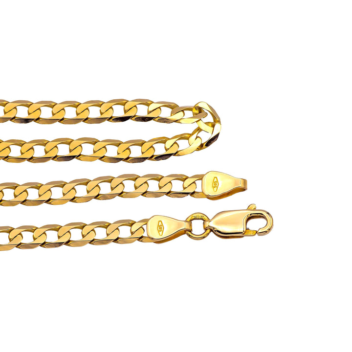 14K Yellow Gold Cuban Curb Link Chain Diamond Cut Necklace 24" Long