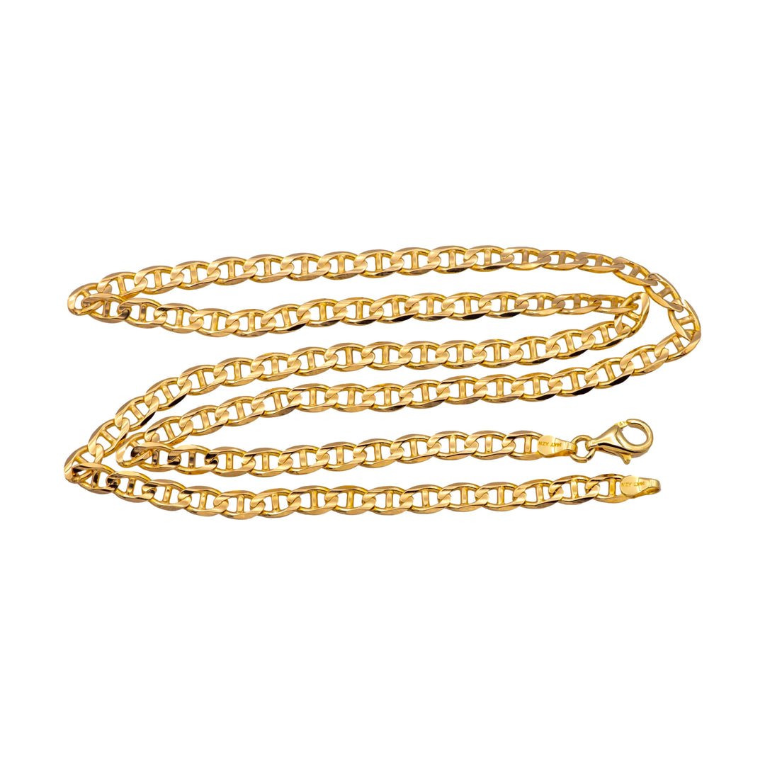 14K Yellow Gold Italian Mariner Link Necklace – 22 Inches - 4.8mm