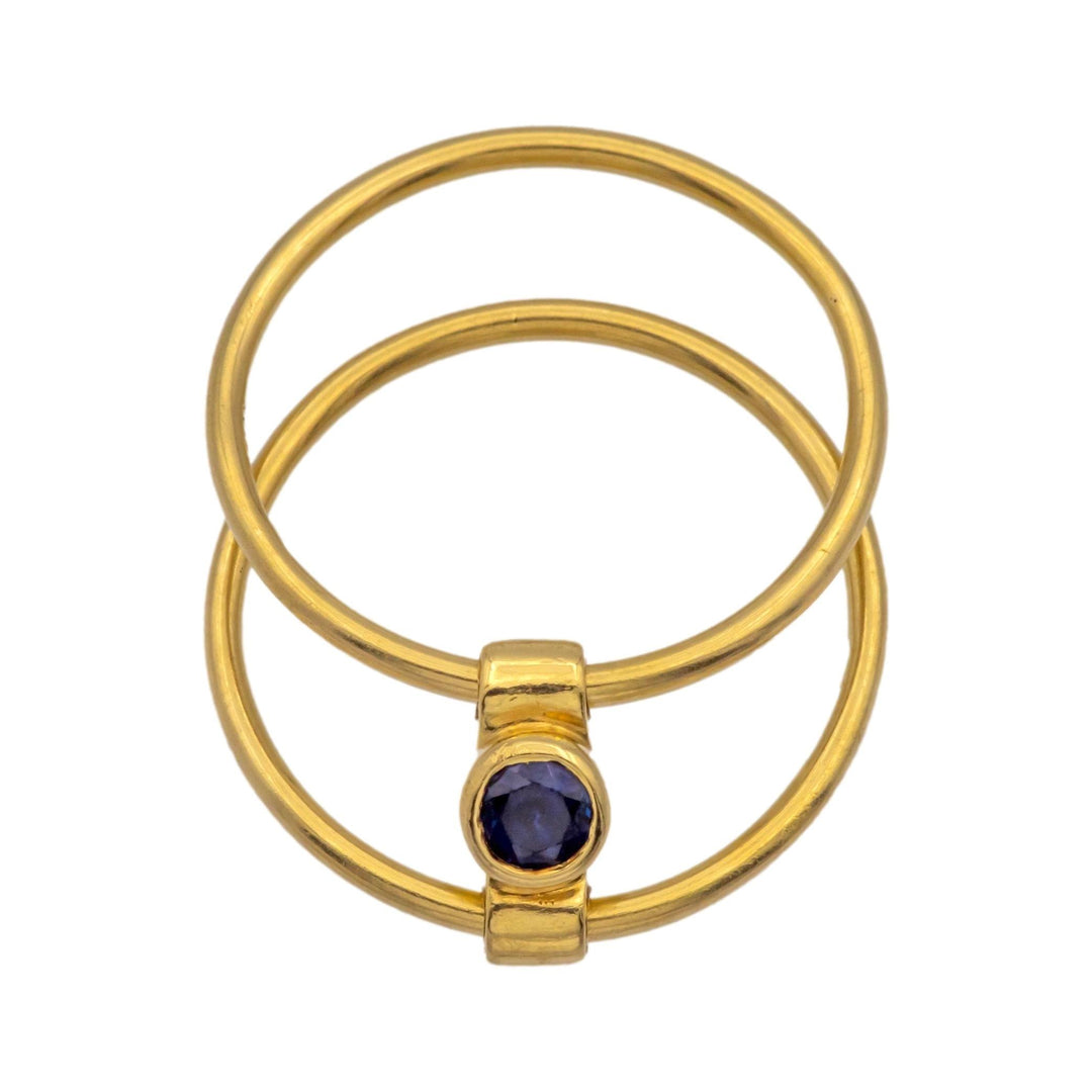 Vintage Tiffany & Co. 18K Reversible Elsa Peretti Ring Diamond Sapphire Size 6.5