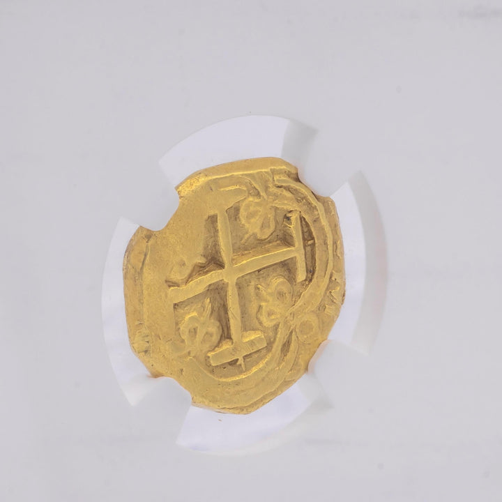 1690–1699 Colombia 2 Escudos Gold Cob – Charles II – NGC UNC Details – 6.70g
