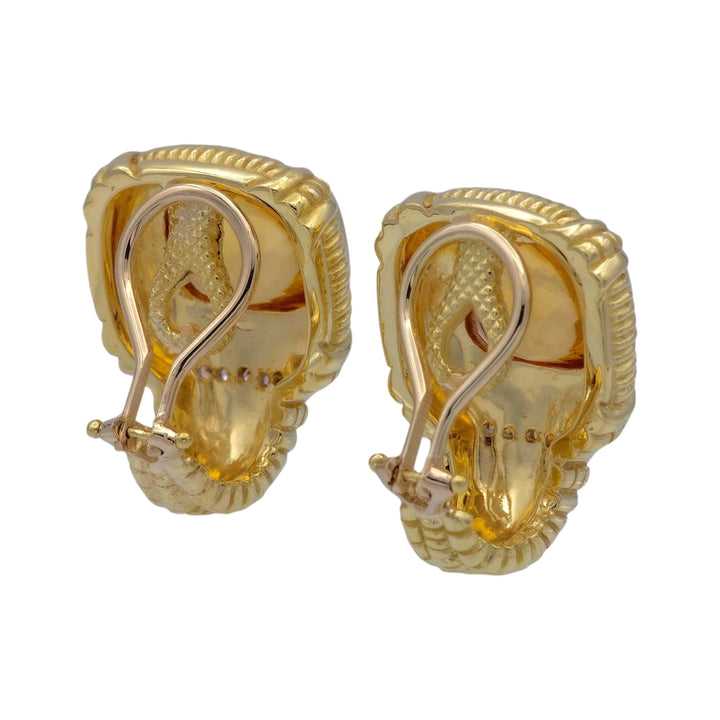 Vintage 18K Yellow Gold Citrine and Diamond Clip-On Earrings