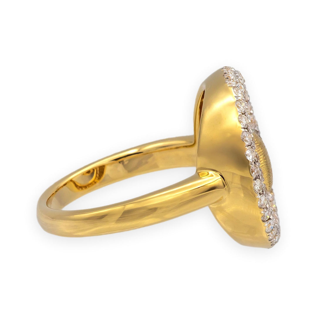 18K Yellow Gold Modernist Pave Diamond Ring 1970's