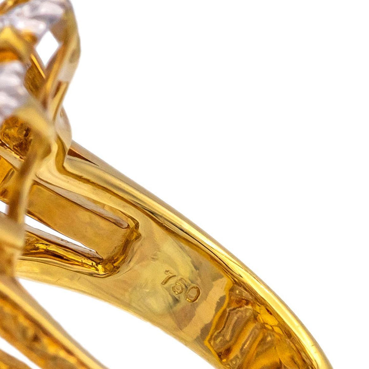 Vintage 18K Yellow Gold Burmese Ruby and Diamond Cocktail Ring, 3.60 Ct Center