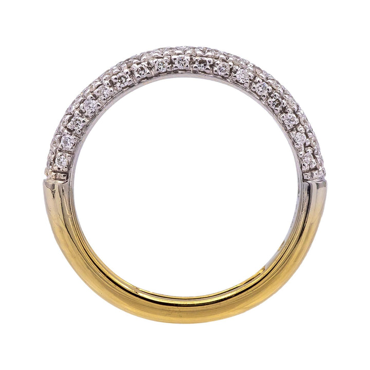 18K Yellow White Gold Round Pave Diamond 4 Row Band Ring 0.51 cts