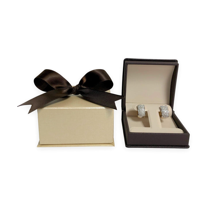 Michael Werdiger 18K 2 tone Gold Pave Diamond Huggie Earrings 1.65ct 5/8"