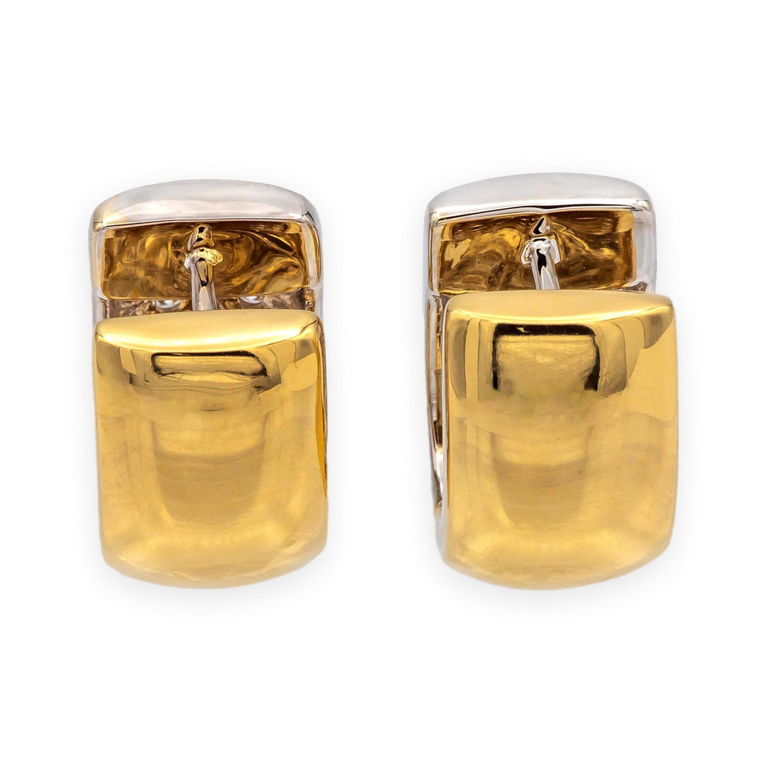 Michael Werdiger 18K 2 tone Gold Pave Diamond Huggie Earrings 1.65ct 5/8"