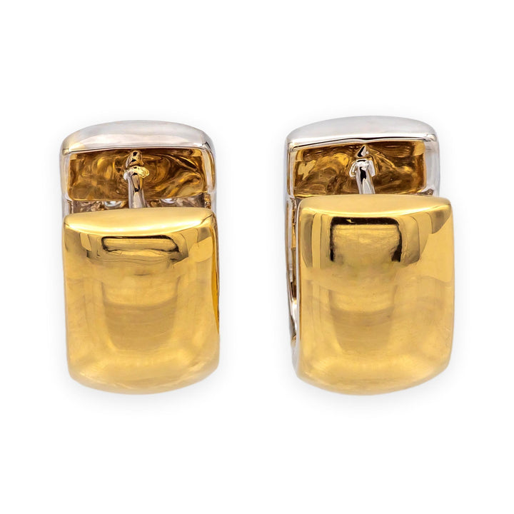 Michael Werdiger 18K 2 tone Gold Pave Diamond Huggie Earrings 1.65ct 5/8"