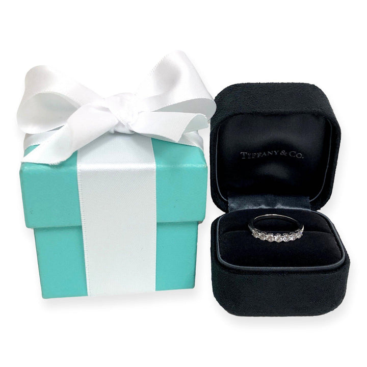 Tiffany & Co. Platinum 7 Stone Forever Half Circle Diamond Band Ring .57ct TW