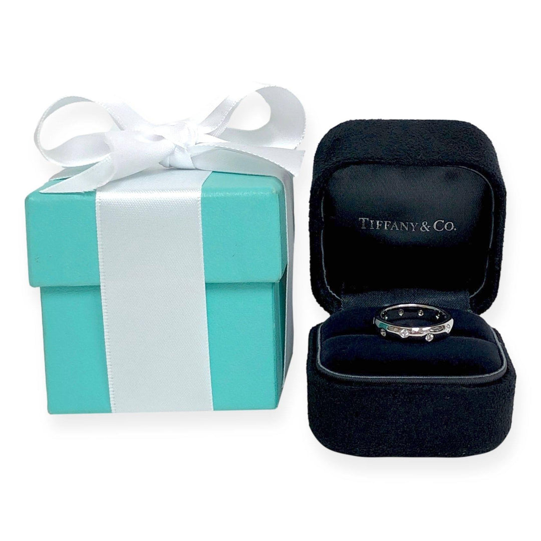 Tiffany & Co. Platinum Etoile Vintage Diamond Band Ring 4.3mm , Size 6