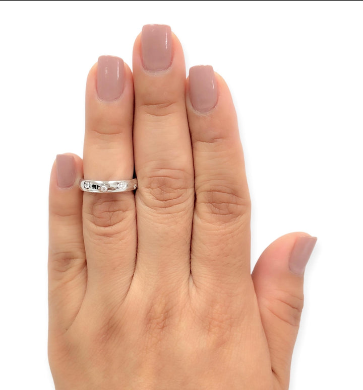 Tiffany & Co. Platinum Etoile Vintage Diamond Band Ring 4.3mm , Size 6