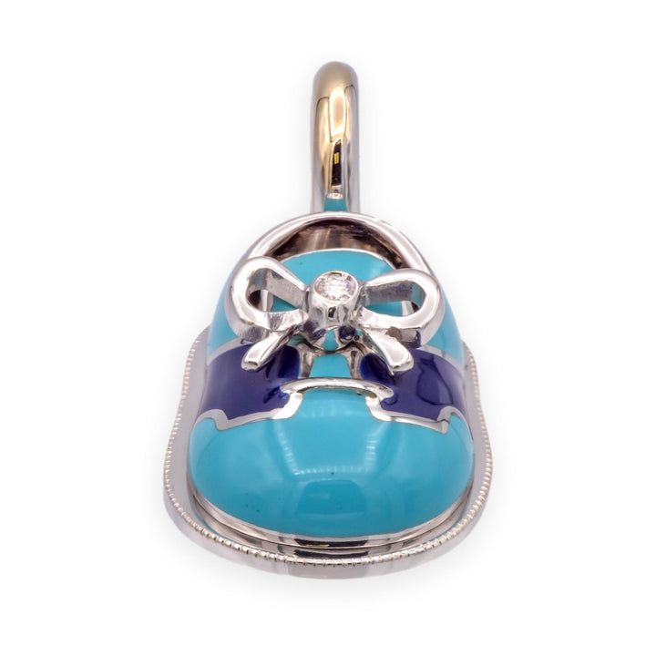 Aaron Basha 18K White Gold Blue Enamel and Diamond Shoe Charm