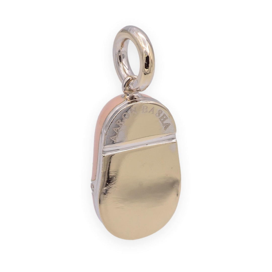 Aaron Basha 18K White Gold Pink Enamel and Diamond Shoe Pendant Charm