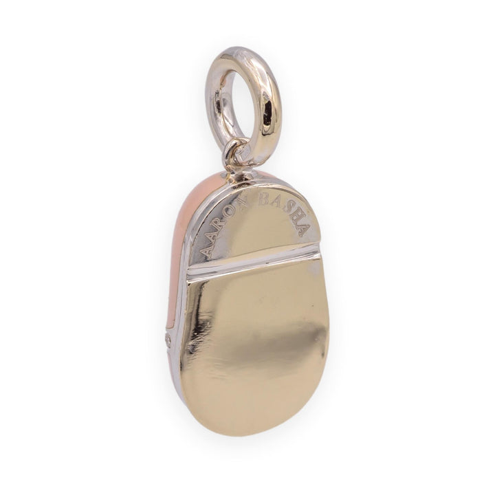 Aaron Basha 18K White Gold Pink Enamel and Diamond Shoe Pendant Charm