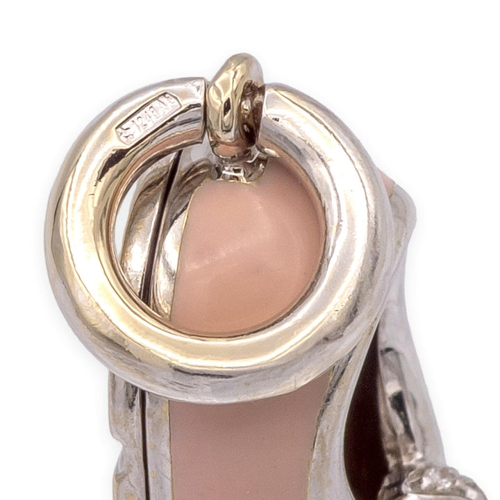 Aaron Basha 18K White Gold Pink Enamel and Diamond Shoe Pendant Charm