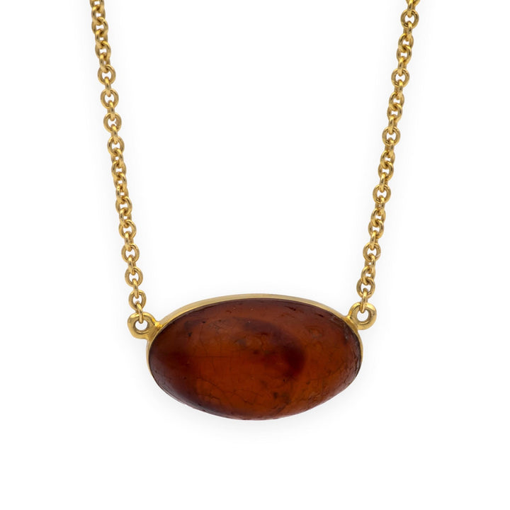Tiffany & Co Elsa Peretti Rare Vintage Amber Pendant Necklace 18K Ylw Gold 24"