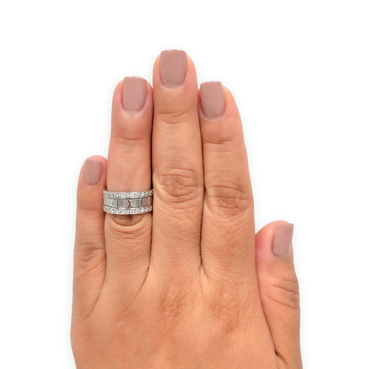 Vintage Tiffany & Co. 18K White Gold Wide Atlas 1.53 ct Diamond Ring 8.4mm Sz 6