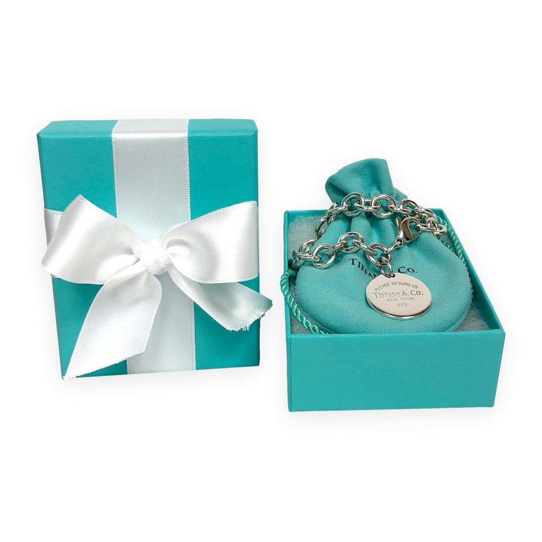 Tiffany & Co. Return to Tiffany Sterling Silver Round Tag Link Bracelet Polished