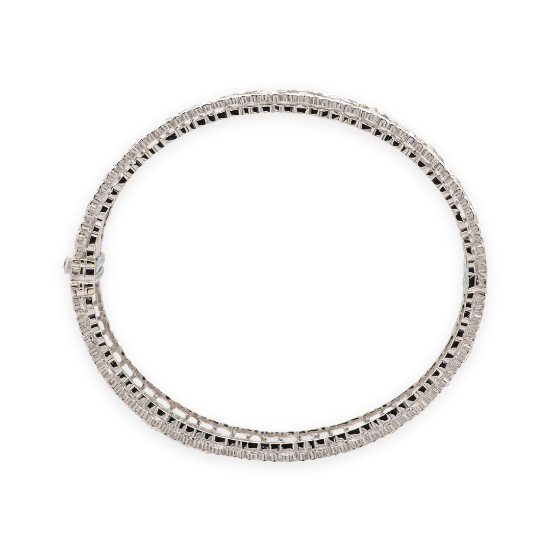 Buccellati 18K White Gold Tulle Brocade Honeycomb Diamond Bracelet - 3.59 Cts