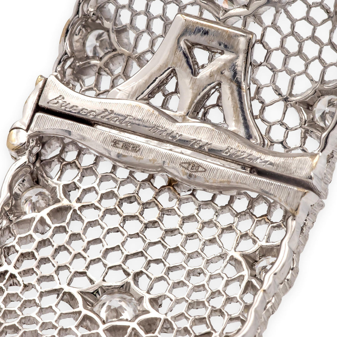 Buccellati 18K White Gold Tulle Brocade Honeycomb Diamond Bracelet - 3.59 Cts