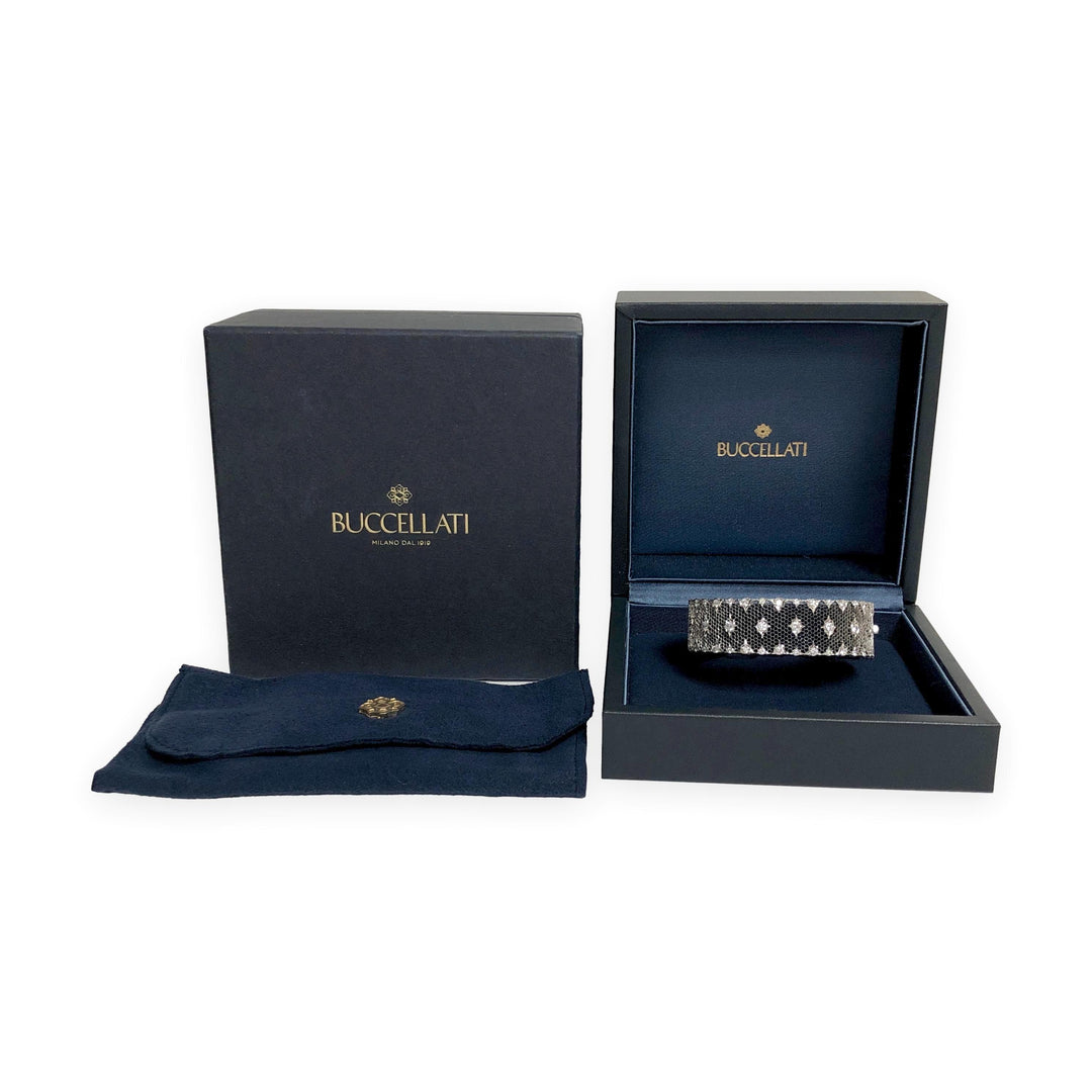 Buccellati 18K White Gold Tulle Brocade Honeycomb Diamond Bracelet - 3.59 Cts