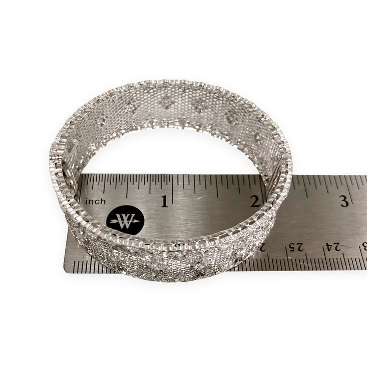 Buccellati 18K White Gold Tulle Brocade Honeycomb Diamond Bracelet - 3.59 Cts