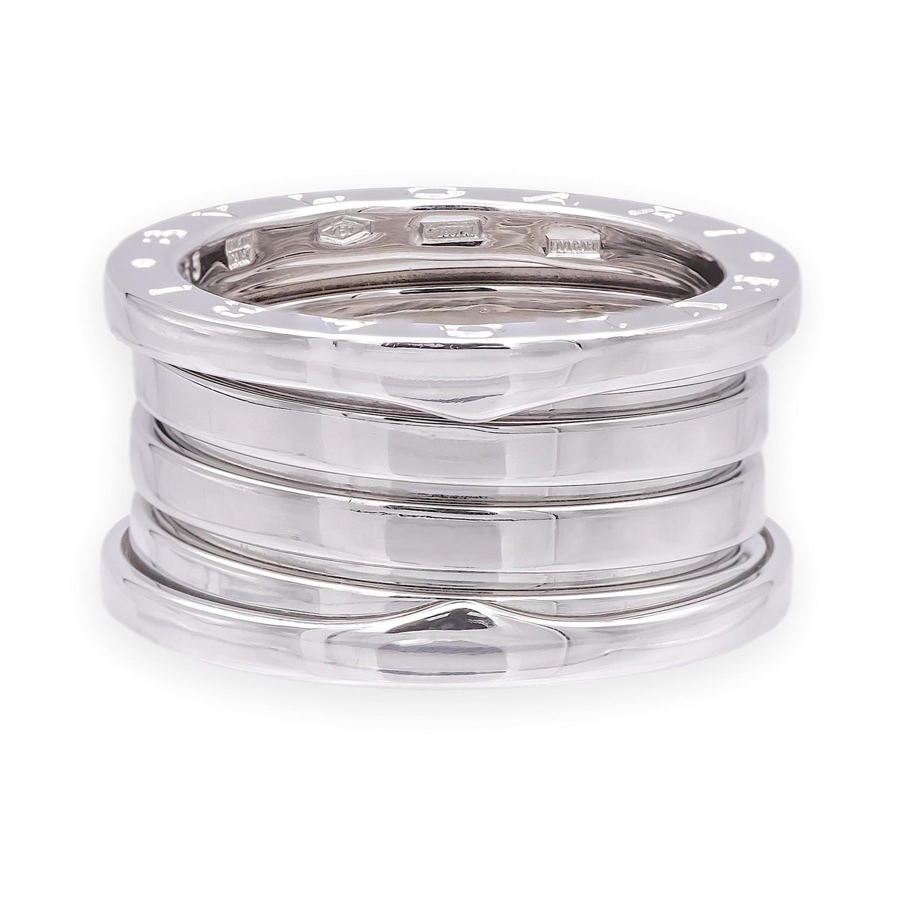 Bulgari Bvlgari B.zero1 18K White Gold 4-Row Band Ring Size 53