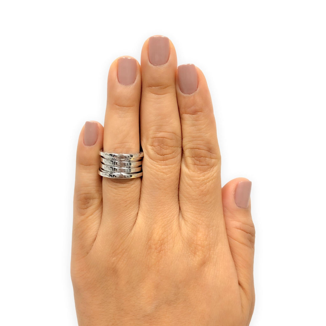 Bulgari Bvlgari B.zero1 18K White Gold 4-Row Band Ring Size 53 (6.5)