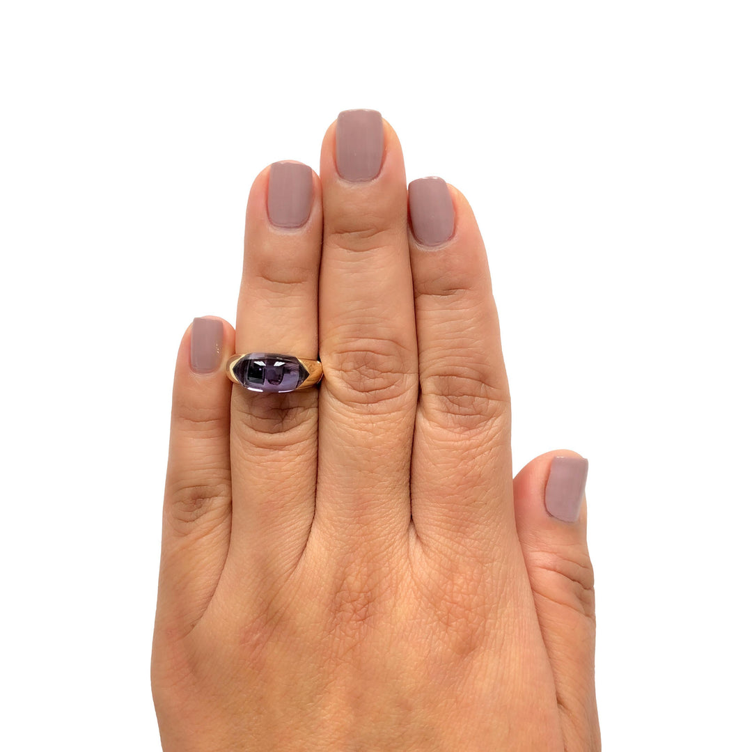 Bvlgari Tronchetto Vintage Amethyst Ring – 18K Yellow Gold