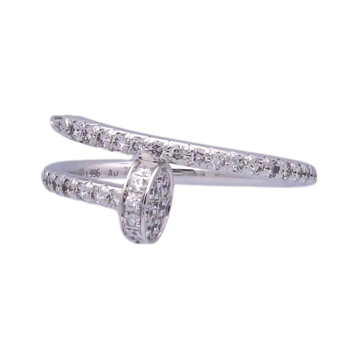 Pre-Owned Cartier Juste Un Clou 18K White Gold Pave Diamond Ring Size EU48/US4.5
