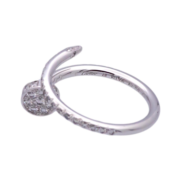 Pre-Owned Cartier Juste Un Clou 18K White Gold Pave Diamond Ring Size EU48/US4.5