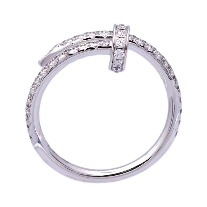 Pre-Owned Cartier Juste Un Clou 18K White Gold Pave Diamond Ring Size EU48/US4.5