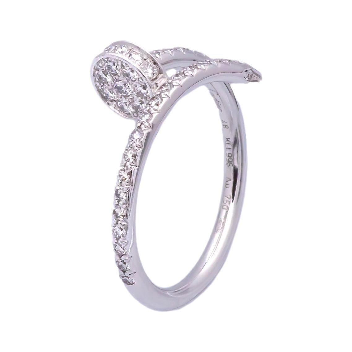 Pre Owned Cartier Juste Un Clou 18K White Gold Pave Diamond Ring Size The Diamond Oak