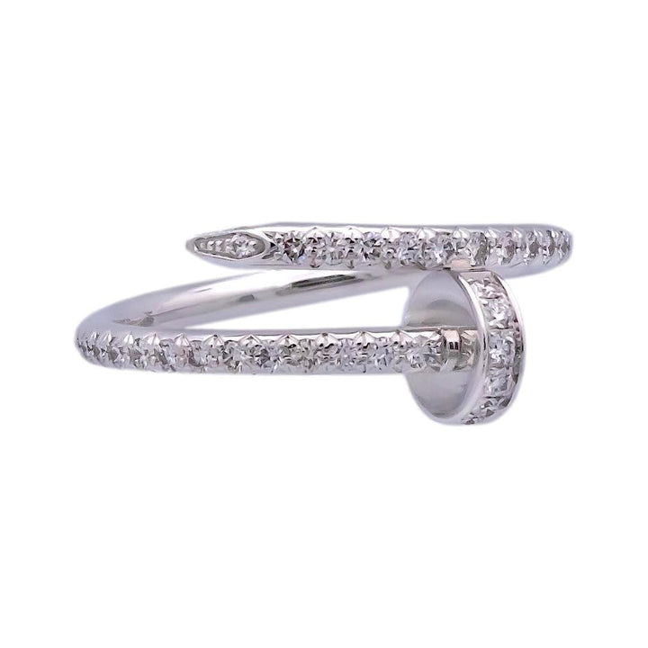 Pre-Owned Cartier Juste Un Clou 18K White Gold Pave Diamond Ring Size EU48/US4.5