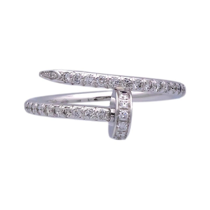 Pre-Owned Cartier Juste Un Clou 18K White Gold Pave Diamond Ring Size EU48/US4.5