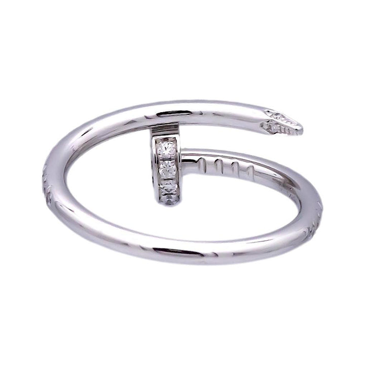 Pre-Owned Cartier Juste Un Clou 18K White Gold Pave Diamond Ring Size EU48/US4.5